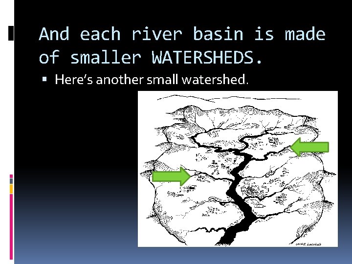 And each river basin is made of smaller WATERSHEDS. Here’s another small watershed. 