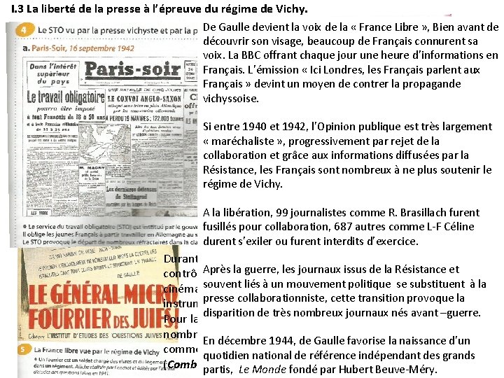 I. 3 La liberté de la presse à l’épreuve du régime de Vichy. De