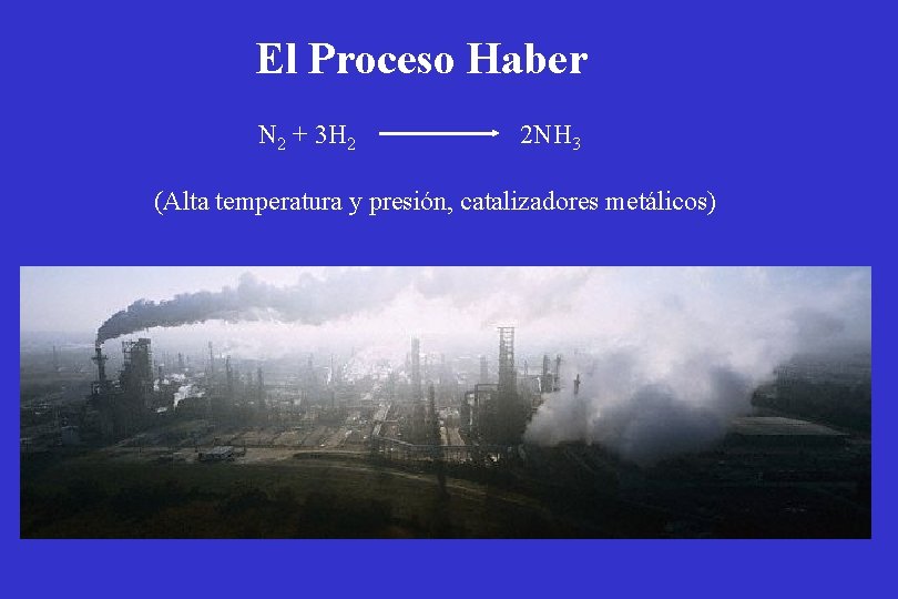 El Proceso Haber N 2 + 3 H 2 2 NH 3 (Alta temperatura