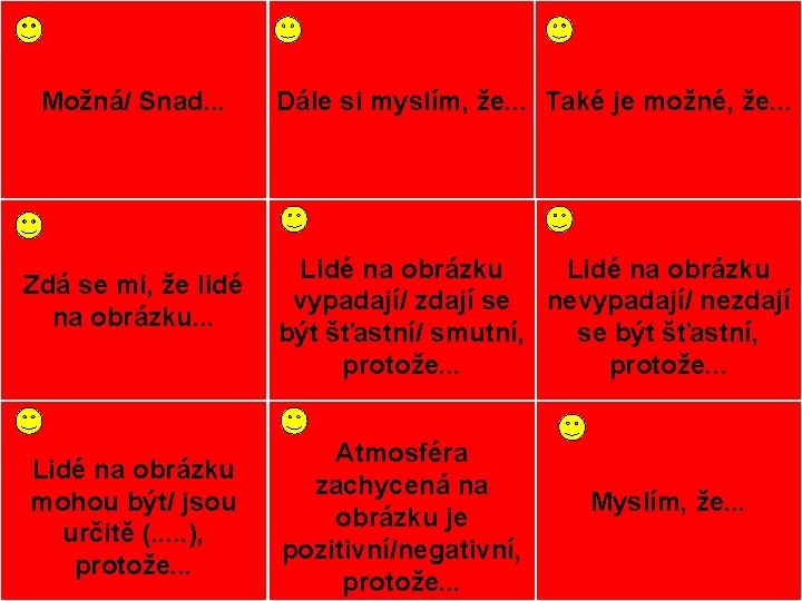 Možná/ Perhaps. . . Snad. . . Dále Another si myslím, idea is že.