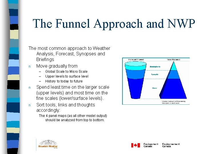 The Funnel Approach and NWP The most common approach to Weather Analysis, Forecast, Synopses The Funnel Approach and NWP The most common approach to Weather Analysis, Forecast, Synopses