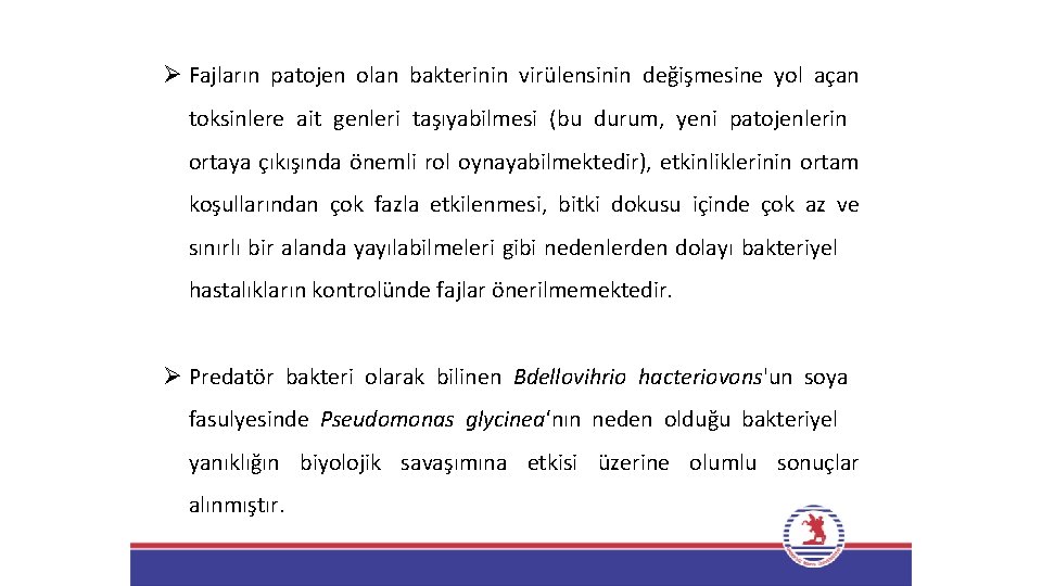 Ø Fajların patojen olan bakterinin virülensinin değişmesine yol açan toksinlere ait genleri taşıyabilmesi (bu