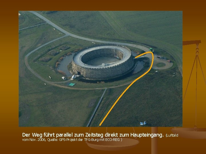 Der Weg führt parallel zum Zeitsteg direkt zum Haupteingang. vom Nov. 2006, Quelle: GPS-Projekt