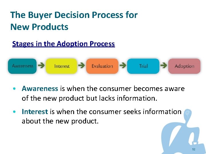 The Buyer Decision Process for New Products Stages in the Adoption Process • Awareness