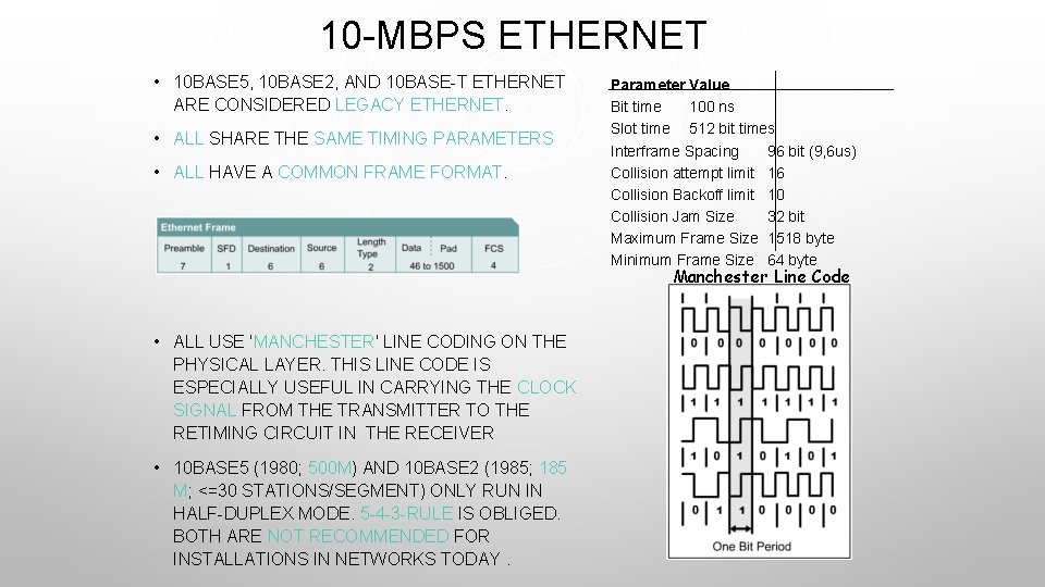 10 -MBPS ETHERNET • 10 BASE 5, 10 BASE 2, AND 10 BASE-T ETHERNET