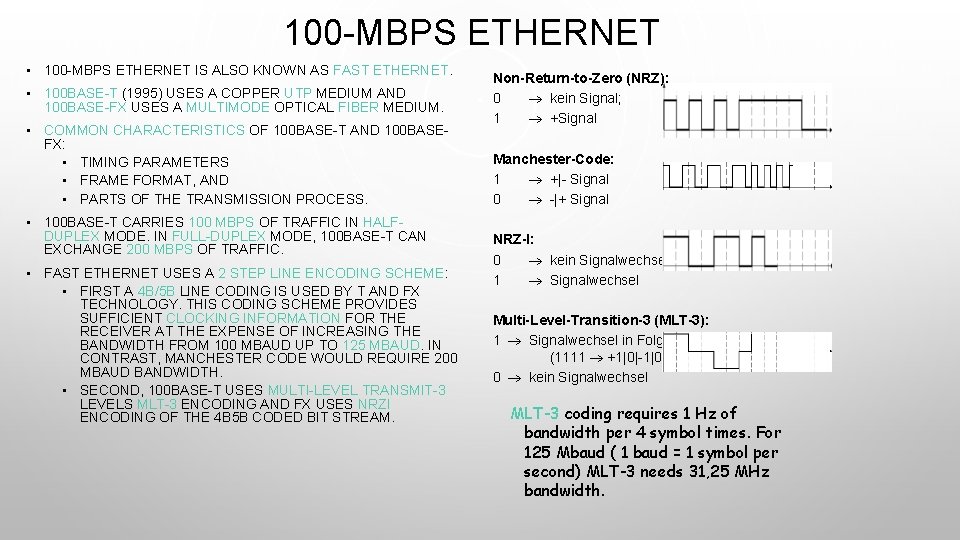 100 -MBPS ETHERNET • 100 -MBPS ETHERNET IS ALSO KNOWN AS FAST ETHERNET. •