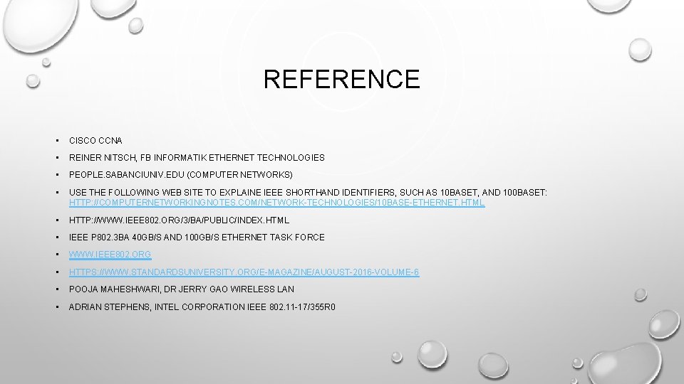 REFERENCE • CISCO CCNA • REINER NITSCH, FB INFORMATIK ETHERNET TECHNOLOGIES • PEOPLE. SABANCIUNIV.