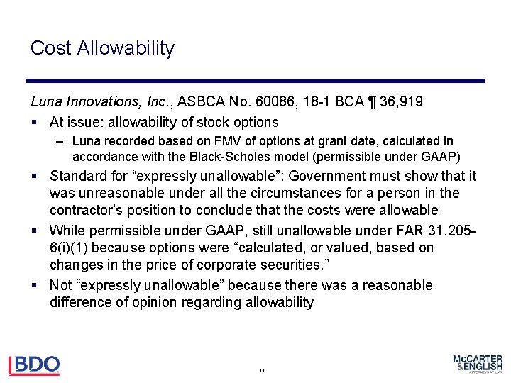 Cost Allowability Luna Innovations, Inc. , ASBCA No. 60086, 18 -1 BCA ¶ 36,