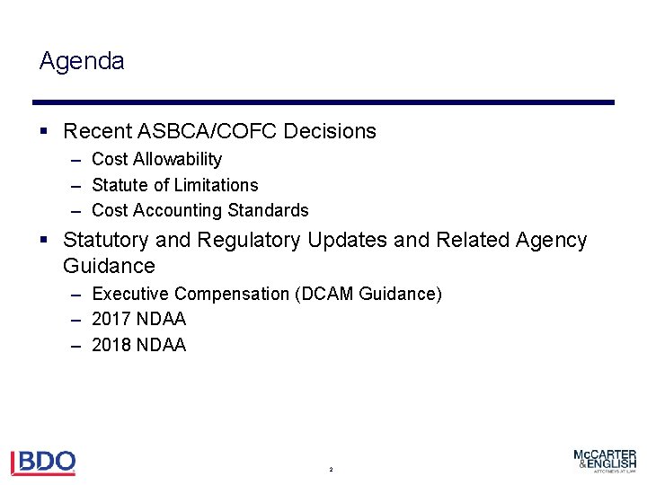 Agenda § Recent ASBCA/COFC Decisions – Cost Allowability – Statute of Limitations – Cost
