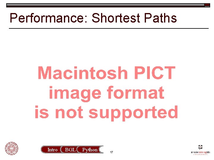 Performance: Shortest Paths Intro BGL Python 17 