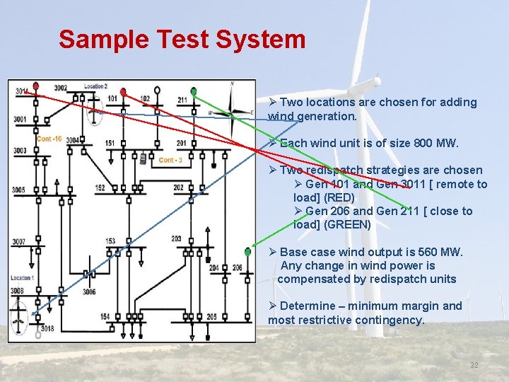 Sample Test System Ø Two locations are chosen for adding wind generation. Ø Each