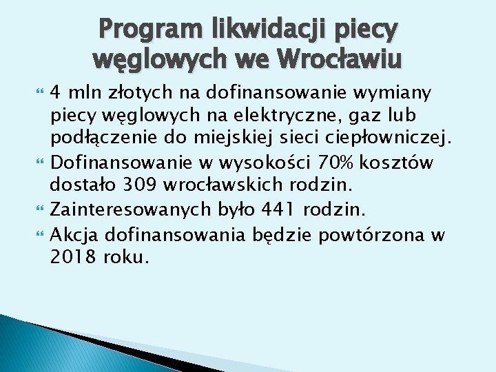 Program likwidacji piecy węglowych we Wrocławiu 4 mln złotych na dofinansowanie wymiany piecy węglowych