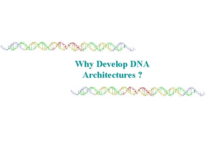 Why Develop DNA Architectures ? 