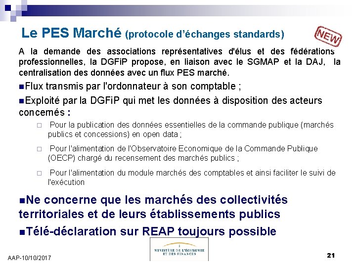 Le PES Marché (protocole d’échanges standards) A la demande des associations représentatives d'élus et