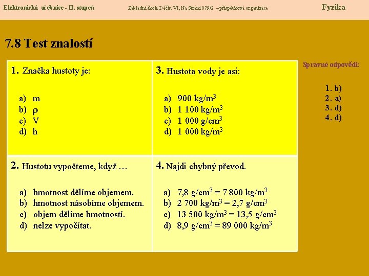 Elektronická učebnice - II. stupeň Základní škola Děčín VI, Na Stráni 879/2 – příspěvková