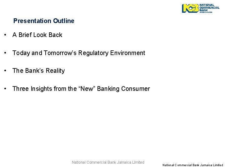 Presentation Outline • A Brief Look Back • Today and Tomorrow’s Regulatory Environment •