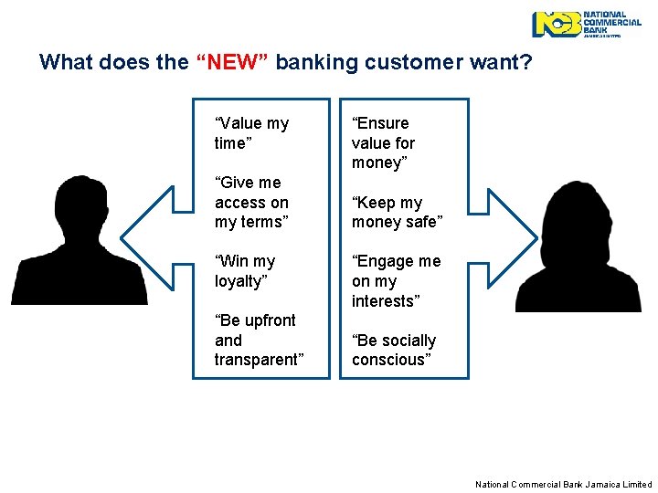 What does the “NEW” banking customer want? “Value my time” “Give me access on