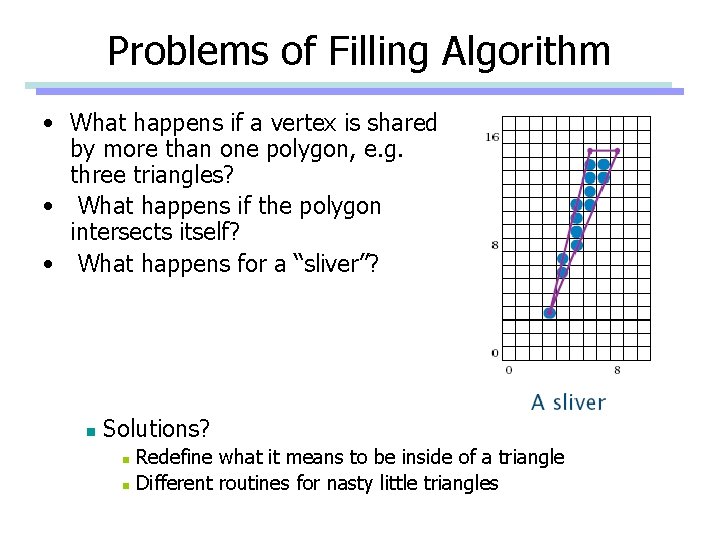 Problems of Filling Algorithm • What happens if a vertex is shared by more