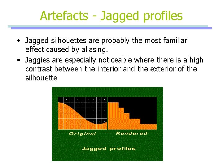 Artefacts - Jagged profiles • Jagged silhouettes are probably the most familiar effect caused