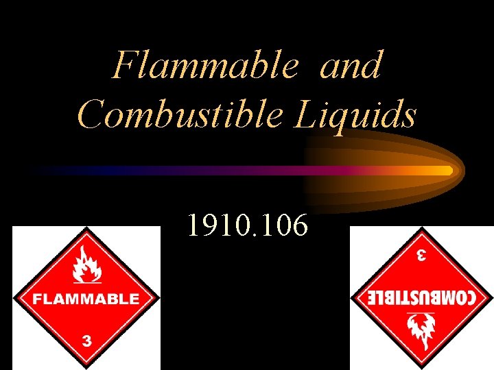 Flammable and Combustible Liquids 1910. 106 