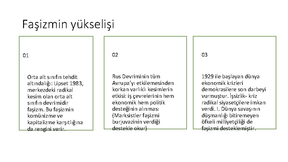 Faşizmin yükselişi 01 Orta alt sınıfın tehdit altındalığı: Lipset 1983, merkezdeki radikal kesim olan