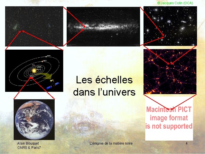 © Jacques Colin (OCA) Les échelles dans l’univers Alain Bouquet CNRS & Paris 7