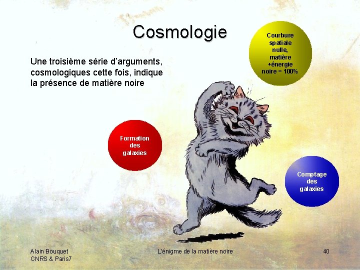 Cosmologie Une troisième série d’arguments, cosmologiques cette fois, indique la présence de matière noire