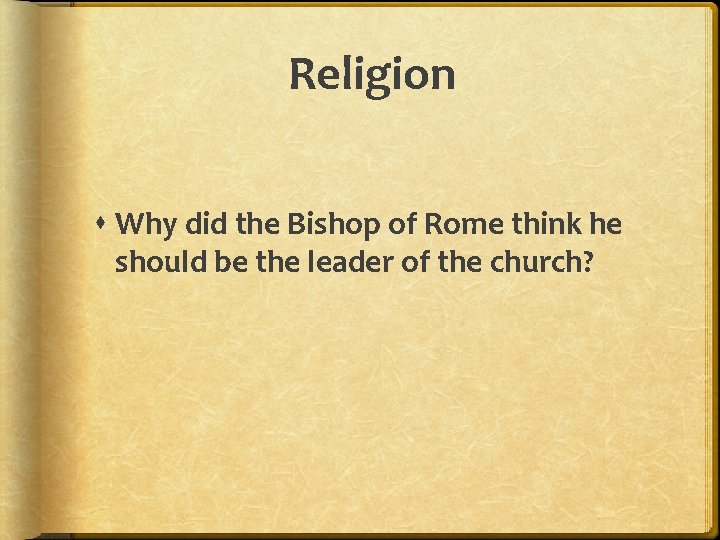 Religion Why did the Bishop of Rome think he should be the leader of