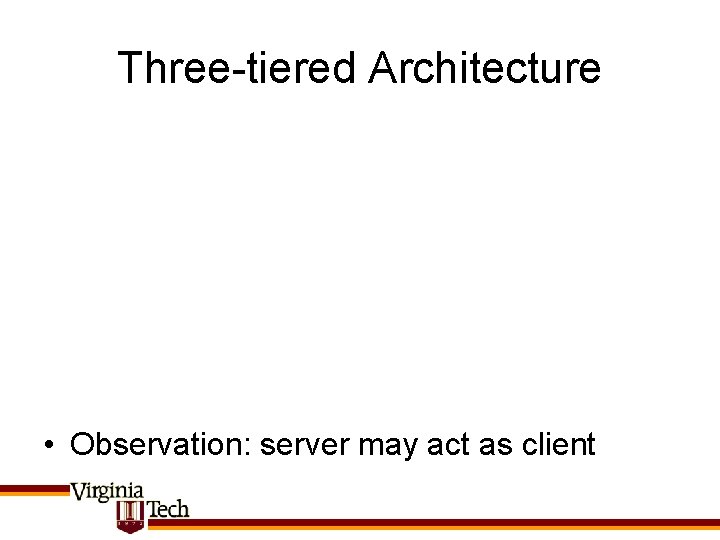 Three-tiered Architecture • Observation: server may act as client 