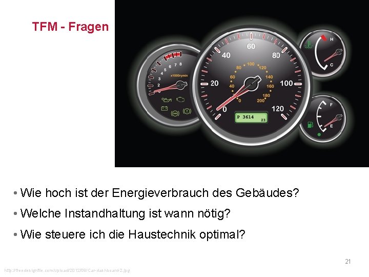 TFM - Fragen • Wie hoch ist der Energieverbrauch des Gebäudes? • Welche Instandhaltung