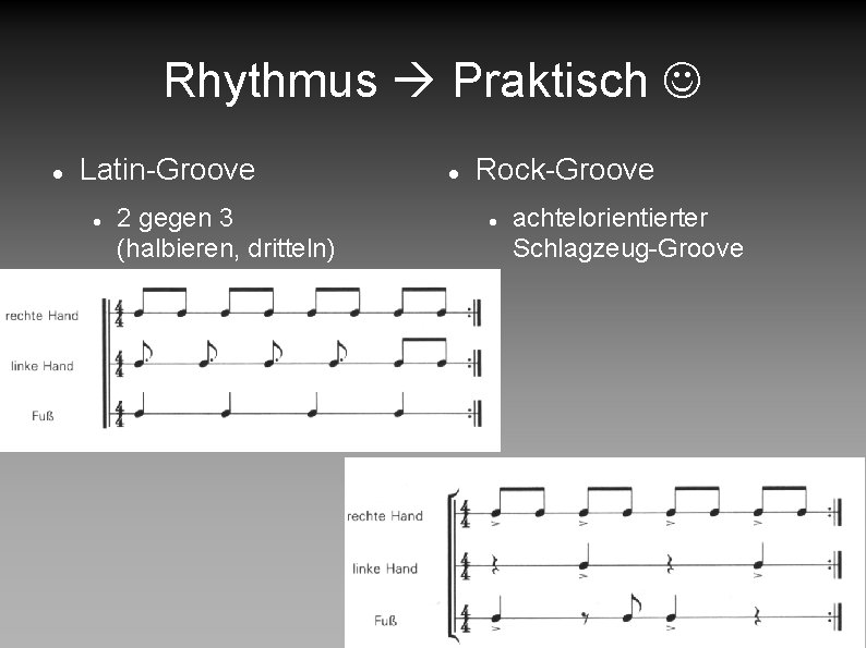 Rhythmus Praktisch Latin-Groove 2 gegen 3 (halbieren, dritteln) Rock-Groove achtelorientierter Schlagzeug-Groove 