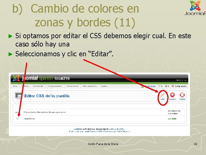 b) Cambio de colores en zonas y bordes (11) Si optamos por editar el b) Cambio de colores en zonas y bordes (11) Si optamos por editar el