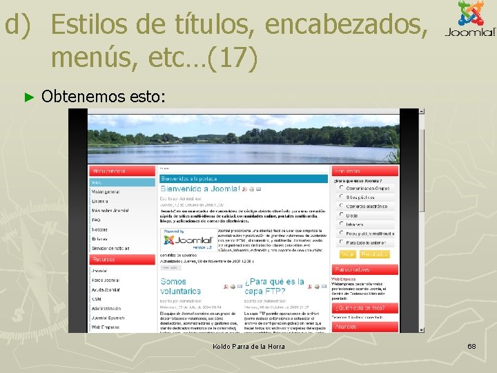 d) Estilos de títulos, encabezados, menús, etc…(17) ► Obtenemos esto: Koldo Parra de la d) Estilos de títulos, encabezados, menús, etc…(17) ► Obtenemos esto: Koldo Parra de la