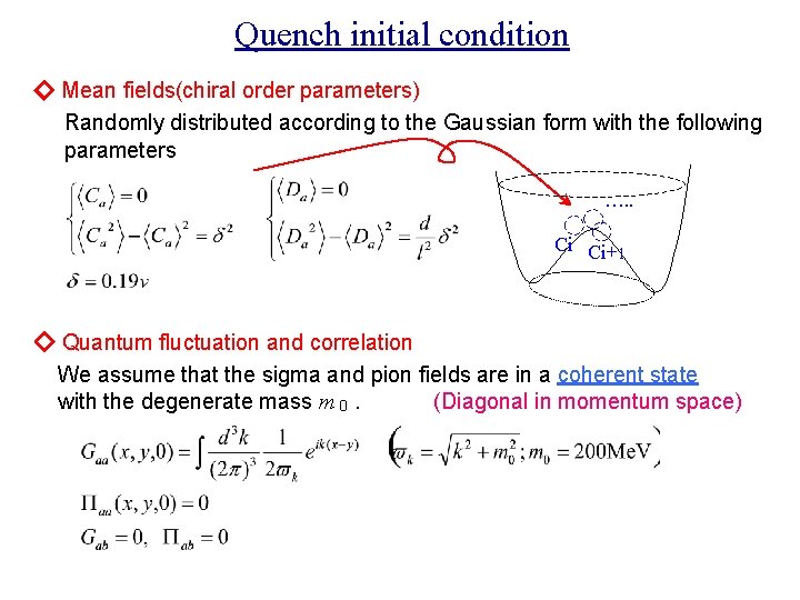 Quench initial condition ◇ Mean fields(chiral order parameters) Randomly distributed according to the Gaussian
