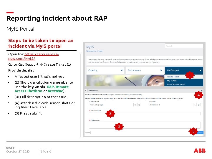 Reporting incident about RAP My. IS Portal Steps to be taken to open an