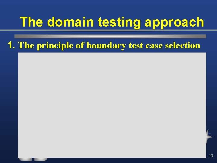 The domain testing approach 1. The principle of boundary test case selection 13 