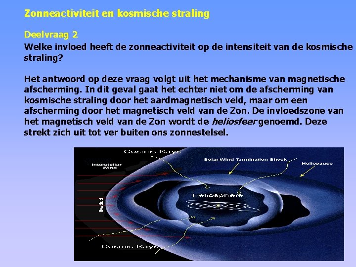 Zonneactiviteit en kosmische straling Deelvraag 2 Welke invloed heeft de zonneactiviteit op de intensiteit