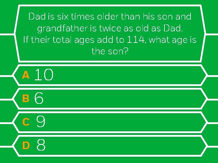 Dad is six times older than his son and grandfather is twice as old