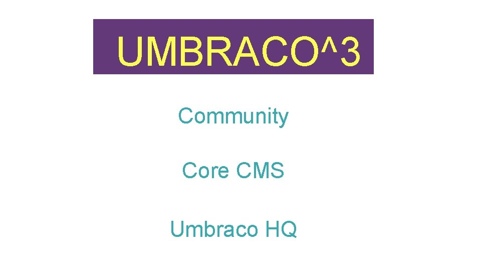 UMBRACO^3 Community Core CMS Umbraco HQ 