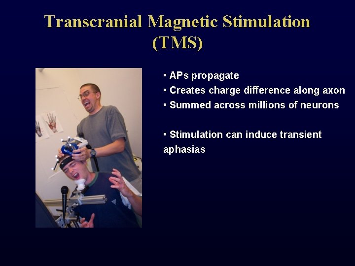 Transcranial Magnetic Stimulation (TMS) • APs propagate • Creates charge difference along axon •