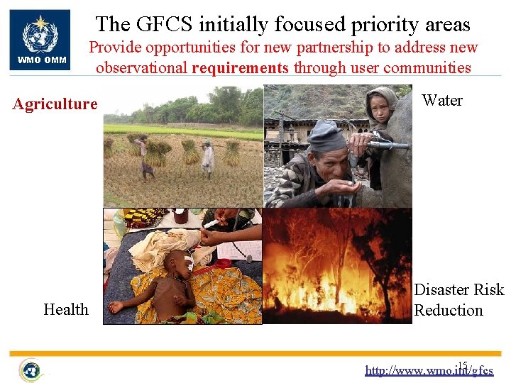 The GFCS initially focused priority areas WMO OMM Provide opportunities for new partnership to