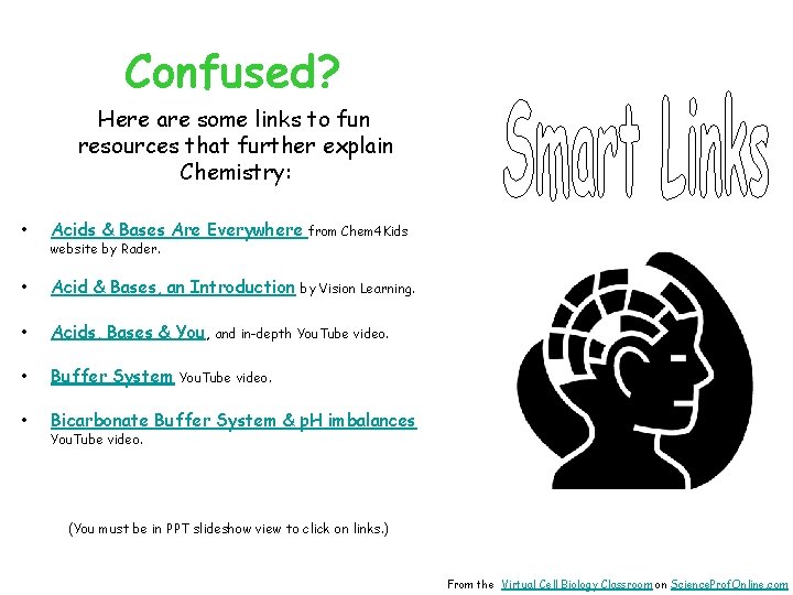 Confused? Here are some links to fun resources that further explain Chemistry: • Acids