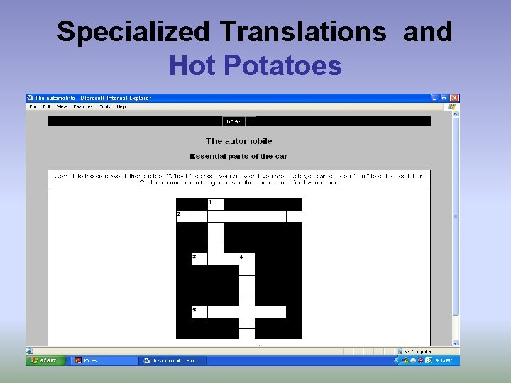 Specialized Translations and Hot Potatoes 