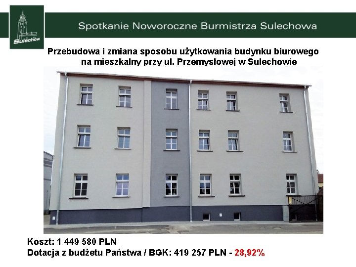 Przebudowa i zmiana sposobu użytkowania budynku biurowego na mieszkalny przy ul. Przemysłowej w Sulechowie