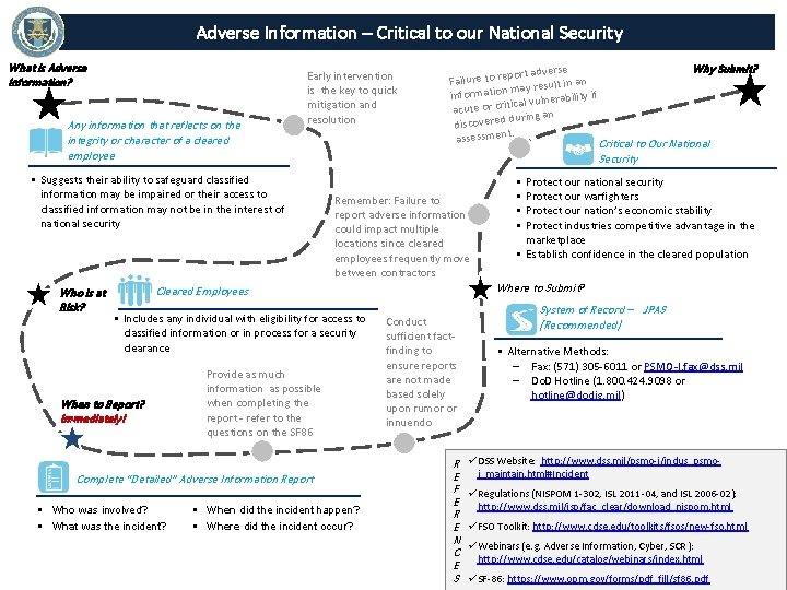 Adverse Information – Critical to our National Security What is Adverse Information? Any information