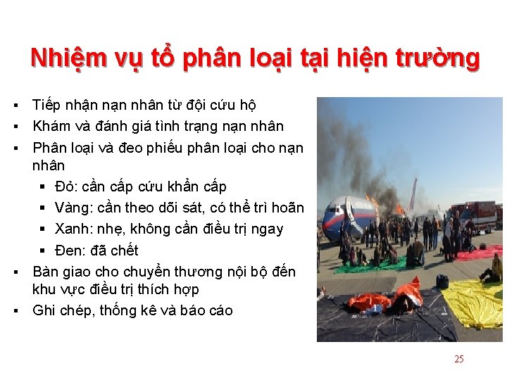 Nhiệm vụ tổ phân loại tại hiện trường § § § Tiếp nhận nạn