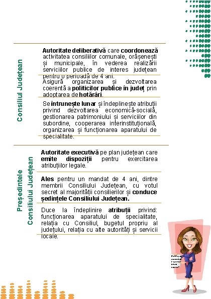 Consiliului Județean Președintele Consiliul Județean Autoritate deliberativă care coordonează activitatea consiliilor comunale, orășenești și