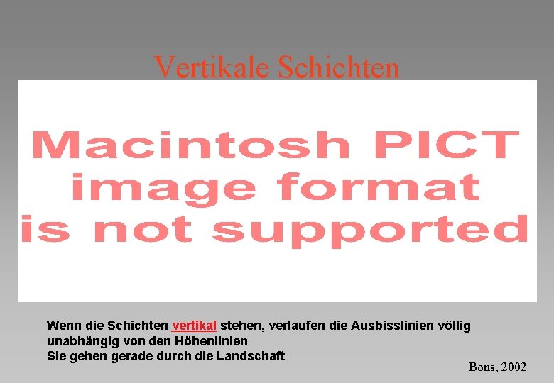 Vertikale Schichten Wenn die Schichten vertikal stehen, verlaufen die Ausbisslinien völlig unabhängig von den