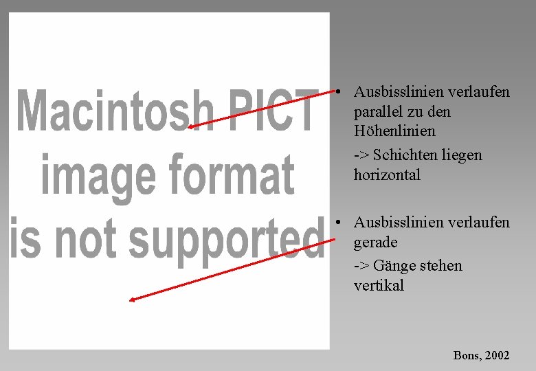  • Ausbisslinien verlaufen parallel zu den Höhenlinien -> Schichten liegen horizontal • Ausbisslinien