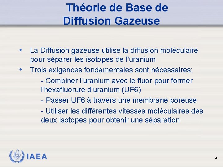 Théorie de Base de Diffusion Gazeuse • La Diffusion gazeuse utilise la diffusion moléculaire